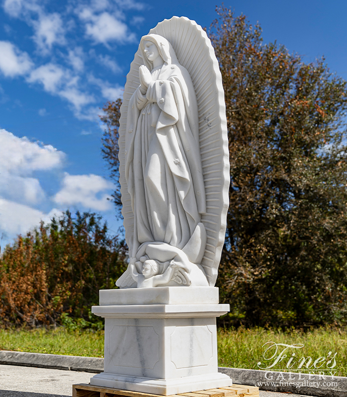 Marble Statues  - 72 Inch Our Lady Of Guadalupe In Statuary White Marble - MS-1213